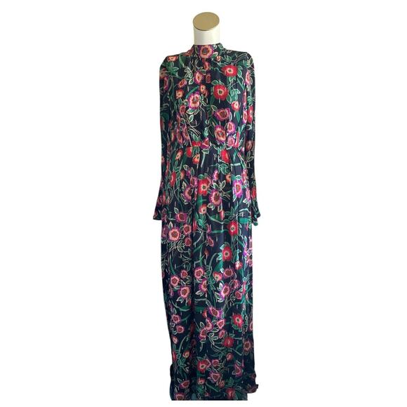 Revolve Kora Backless Black Floral Maxi Dress-Size XS Open Back Long Sleeve - Picture 1 of 9